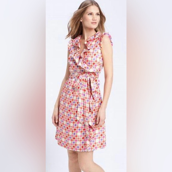 Kate Spade Aubrey silk Wrap Dress with Sash 10 silk - Picture 4 of 14